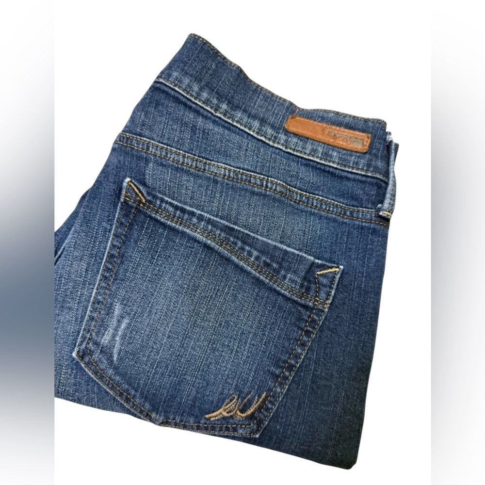 Express Cropped Legging Jeans Size 12 Mid Rise Blue Denim - Picture 4 of 7
